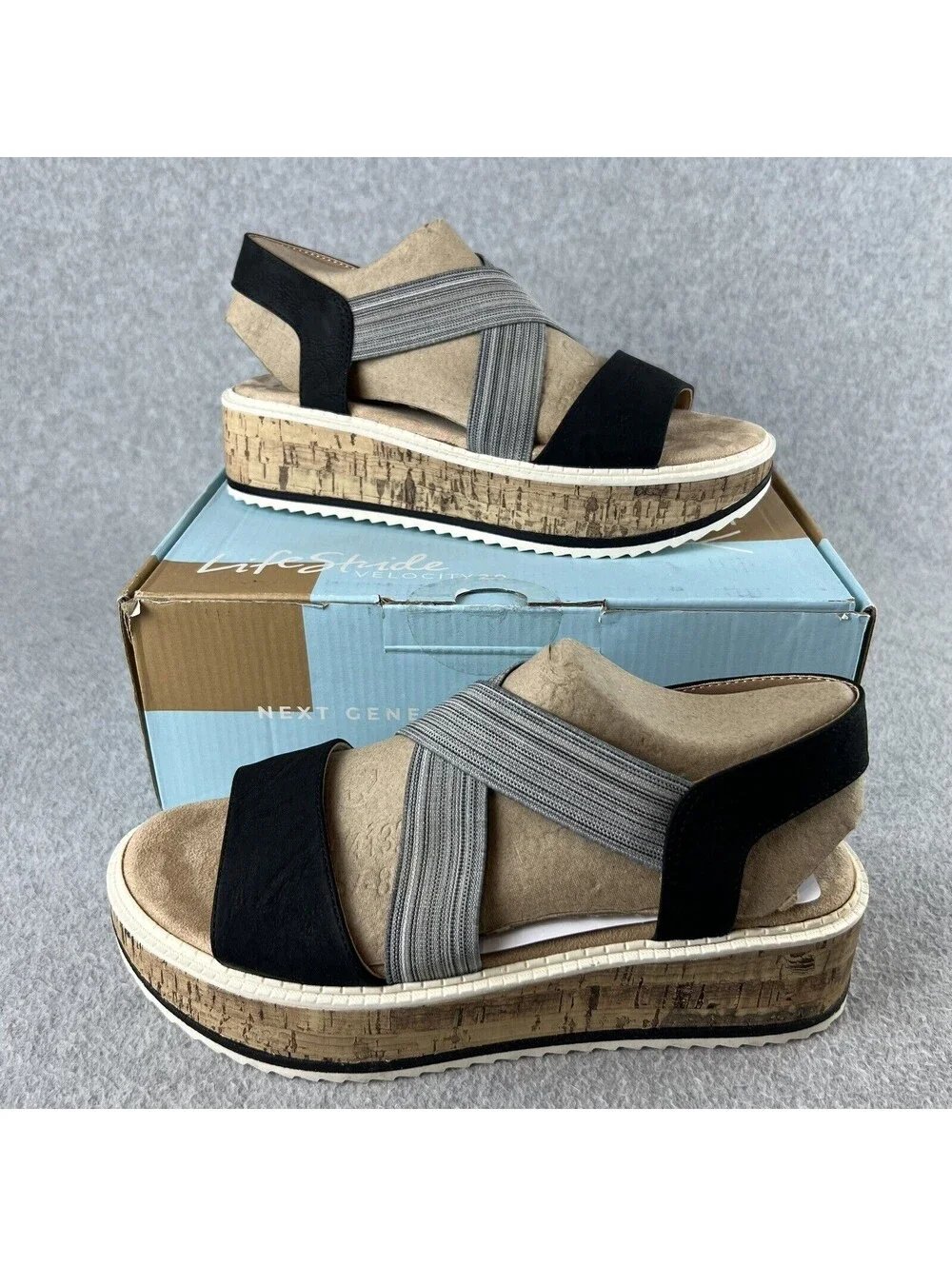 lifeStride Womens Platform Strap Sandals Size 8.5 Casual Flats Beach Vaca